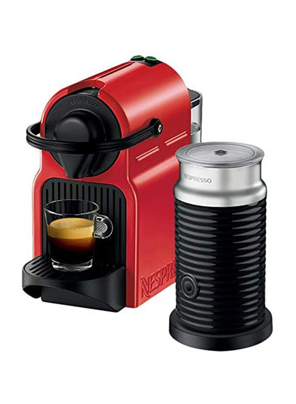 Nespresso Inissia Coffee Machine with Aeroccino Milk Frother, 11L, 1200W, C40BU-RE, Multicolour
