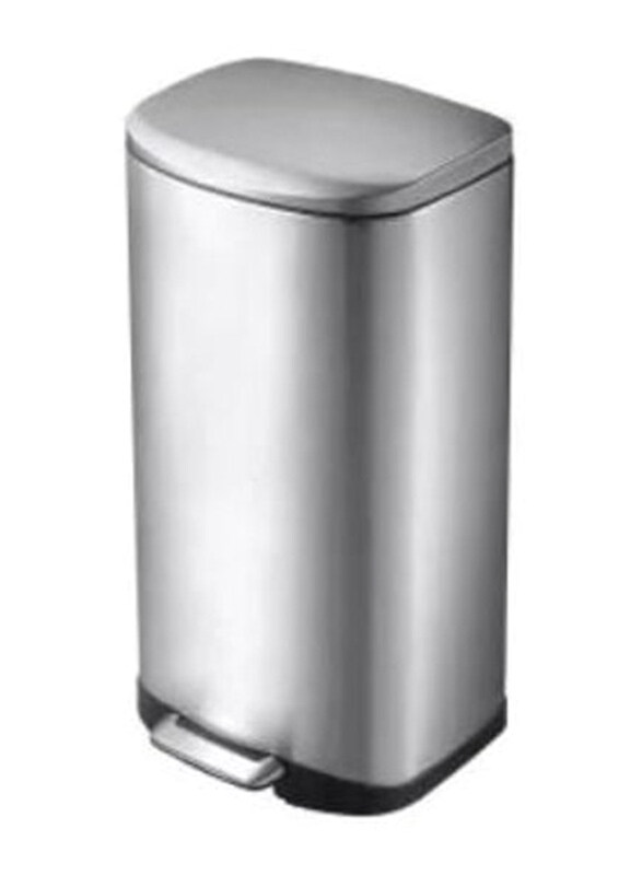 

EKO Della Stainless Steel Rectangular Step Waste Bin with Soft Close Lid, 35 Liters, Silver