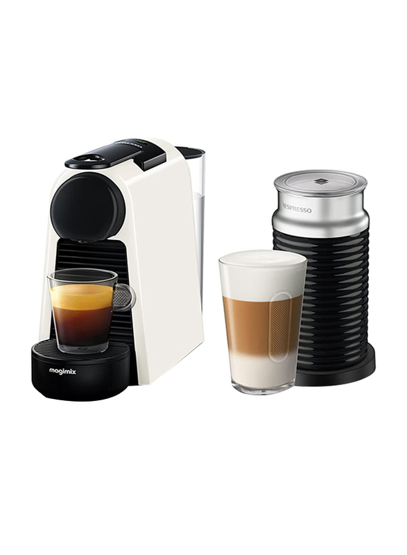 

Nespresso 0.6L Magimix Essenza Mini Coffee Machine with Aeroccino Milk Frother, 1310W, Pure White