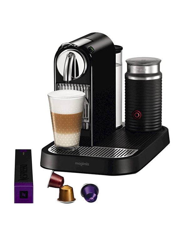 Nespresso Citiz Espresso Maker with Aeroccino Milk Frother, 1260W, D121-US4-BK-NE1, Black