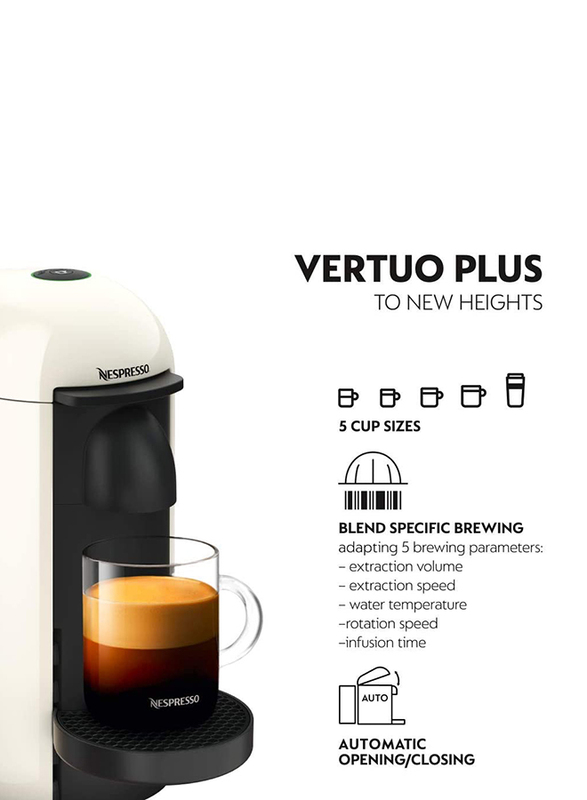 Nespresso 1.1L Vertuo Plus GCB2 Coffee Machine, 1200W, 12411314, White