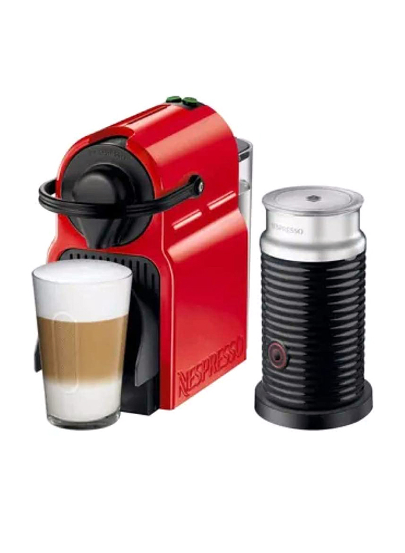 Nespresso Inissia Coffee Machine with Milk Frother, Red