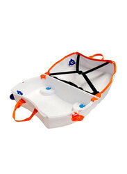 Trunki Ride-On Spaceship Skye Trolley Bag, White/Blue/Orange