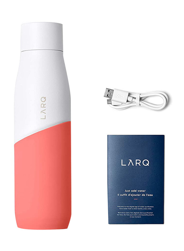 Larq 710ml Stainless Steel Vacuum Insulated Water Bottle, Coral/White