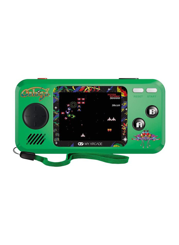 My Arcade Galaga Pocket Player Handheld Game Console with 3 Built In Games, Green/Black