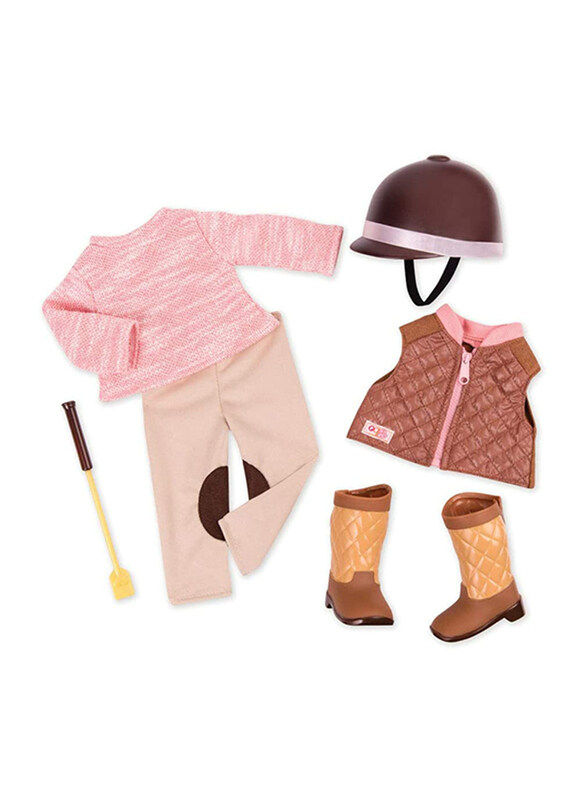 

Our Generation 18-inch Deluxe Riding Outfit Set, 6 Pieces, Ages 3+, Pink/Brown