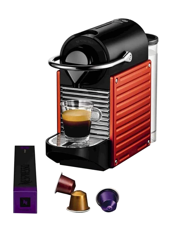 Nespresso Pixie Coffee Maker with Milk Frother, Red