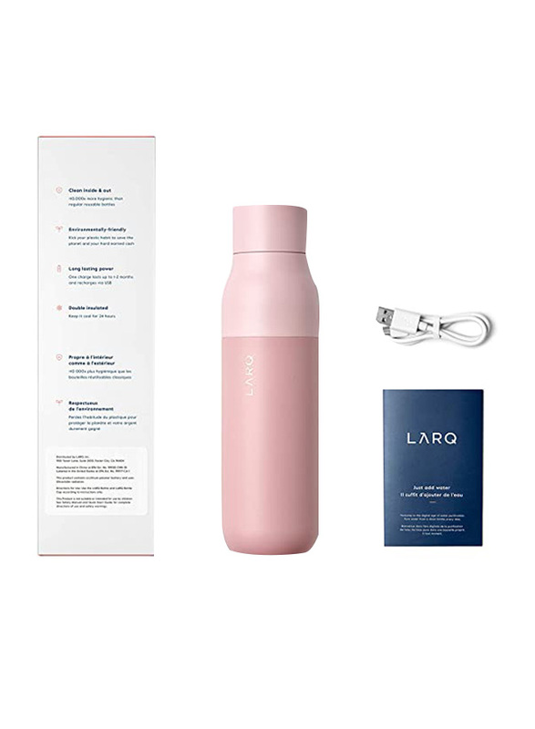 Larq 500ml Stainless Steel Vacuum Insulated Water Bottle, Himalayan Pink