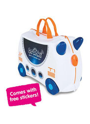 Trunki Ride-On Spaceship Skye Trolley Bag, White/Blue/Orange