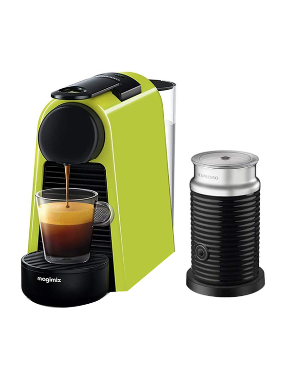 Nespresso Essenza Mini Coffee Machine with Aeroccino Milk Frother, Green
