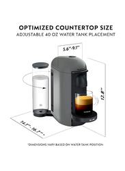 Nespresso Breville Vertuo Plus Coffee and Espresso Machine with Aeroccino Milk Frother, 1300W, Grey