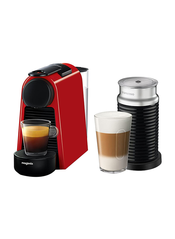 

Magimix 0.6L Nespresso Essenza Mini Coffee Machine with Aeroccino, 11373, Ruby Red