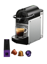 Nespresso DeLonghi Pixie Coffee and Espresso Machine with Aeroccino Milk Frother, EN124SAE, Aluminum