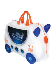 Trunki Ride-On Spaceship Skye Trolley Bag, White/Blue/Orange