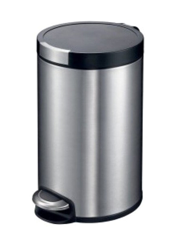 

EKO Artistic Stainless Steel Round Step Waste Bin with Soft Close Lid, 12 Liters, Silver