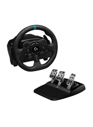 Logitech G923 Trueforce 1000Hz Force Racing Leather Cover Wheel and Pedals for PlayStation PS4, Black