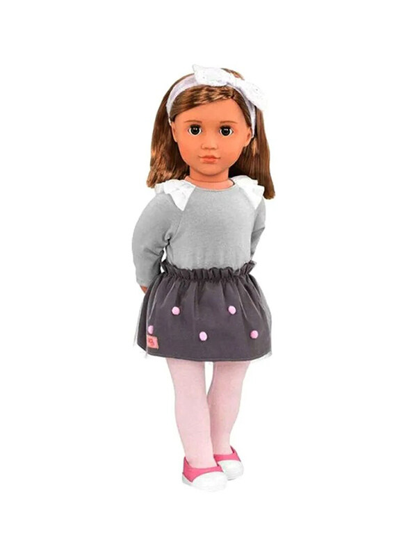 

Our Generation 18-inch Bina Fashion Doll with Pom Pom Skirt, Ages 3+, Grey/Pink