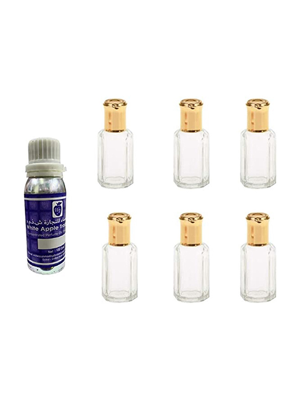 White Apple Pine-Apple Attar Set Unisex, 100ml Attar & 6 x 12ml Bottles (Free)