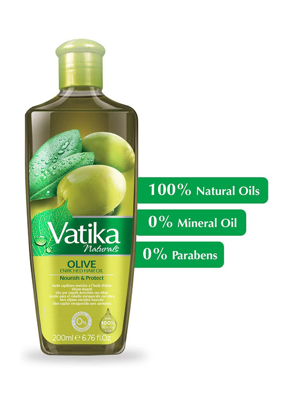 Dabur Vatika Naturals Olive Hair Oil for All Hair Types, 200ml