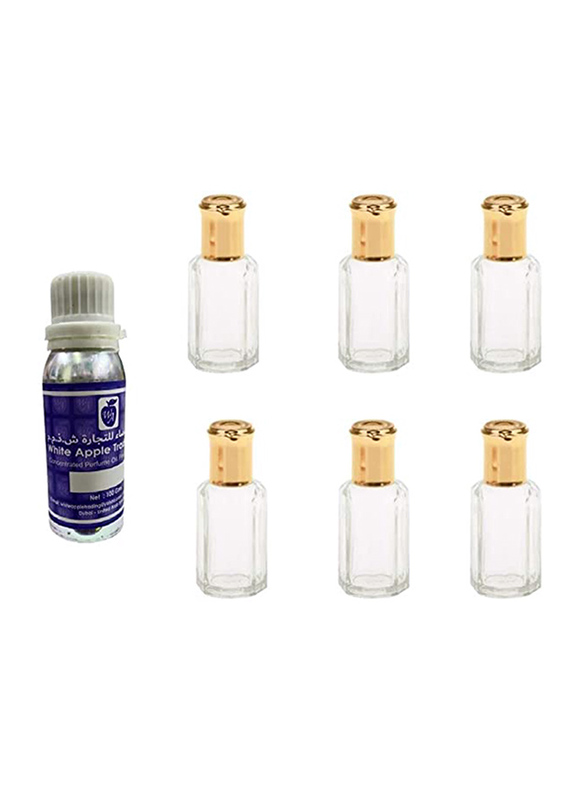 White Apple Vanilla Attar Set Unisex, 100ml Attar & 6 x 12ml Bottles (Free)