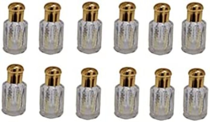 12PCS 12ml Glass Empty Refillable Perfume Essential Oil Attar Bottle with glass sticks