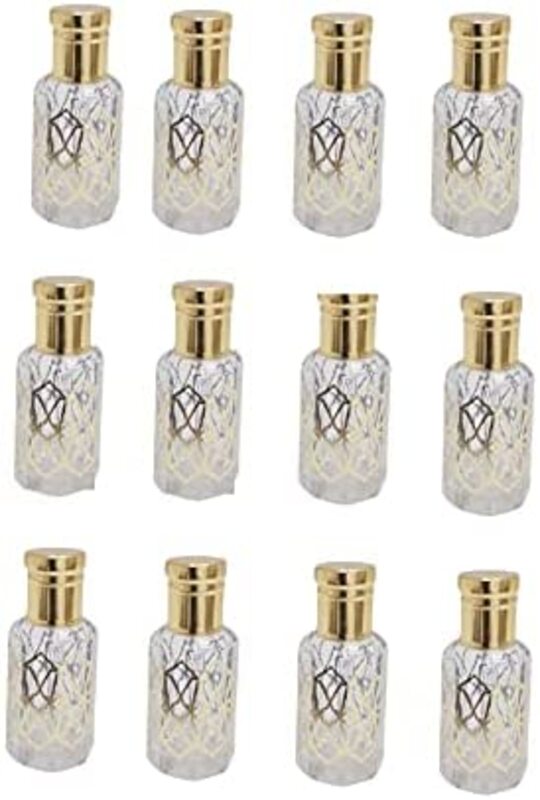 12 pcs 12ml Clear Essential Oil Refillable Perfume Bottle with glass sticks