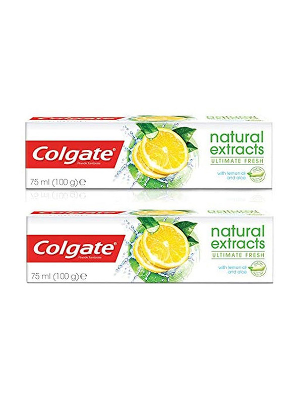 Colgate Natural Extracts Ultimate Fresh with Lemon and Aloe Vera Toothpaste, 75ml, 2 Pieces