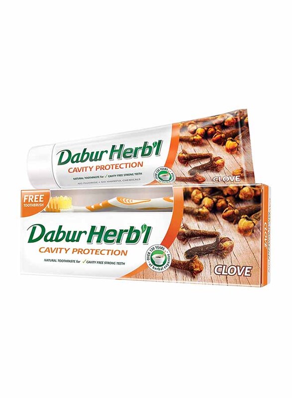 Dabur Herbal Clove Toothpaste with Free Toothbrush, 150gm