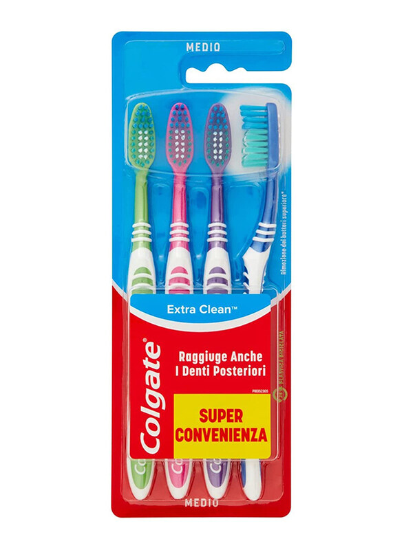 

Colgate Extra Clean Toothbrush, Medium, 4 Pieces