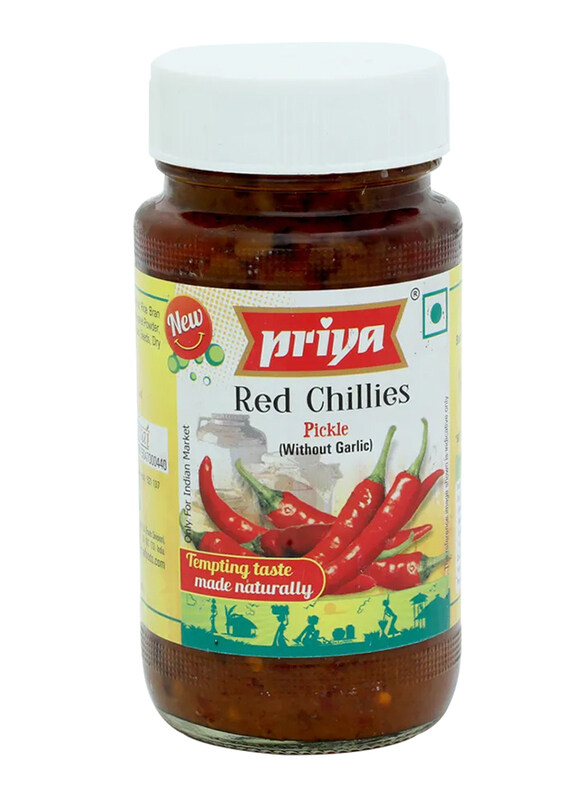 

Priya Red Chillies Pickle in Oil without Garlic, 300g