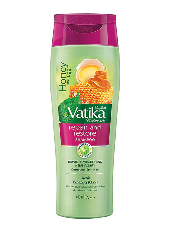 

Vatika Naturals Repair and Restore Shampoo with Honey and Egg for Damaged Hair, 400ml