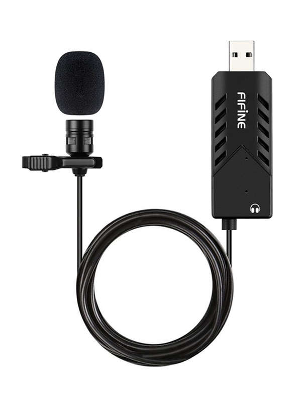 FIFINE K053 Computer USB Lapel Microphone, Black