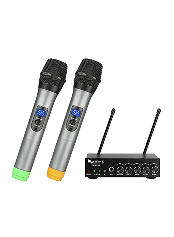 FIFINE K036 UHF Dual Channel Wireless Handheld Microphone, Black