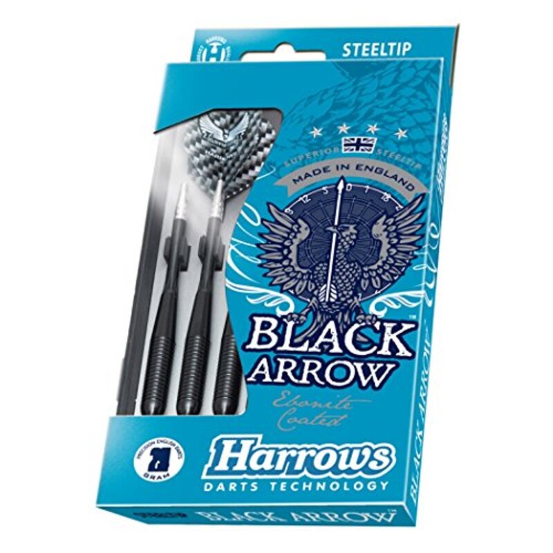 Harrows Arrow Steel Tip Darts, 23 gm, 3 Piece, Black