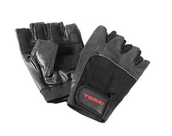 York Fitness Leather Training Gloves, X-Large, Black