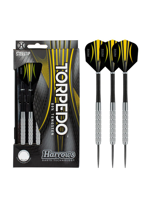 

Harrows 3-Piece Torpedo Prime 80% Thungsten Steel Tip Dart Set, 21/22/23/24/26/27Gk, Black/Yellow