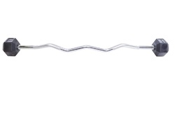 TA Sport Rubber Hex Barbell with Curl Bar, 15KG, Silver/Black