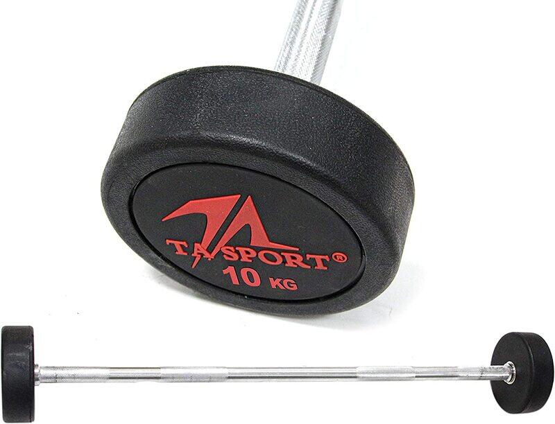 

TA Sport Rubber Coated Barbell, 10KG, Black/Silver
