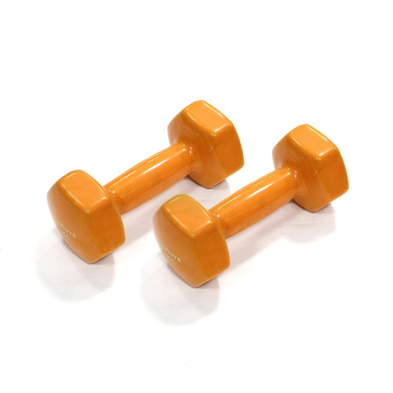 TA Sports Vinyl Dumbbells Set, Kz23, 2 x 5KG, Yellow