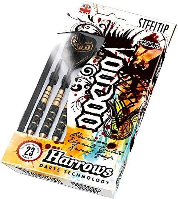 

Harrows 3-Piece Voodoo Gold Steeltip Brass Dart Set, B104, 21gm, Black