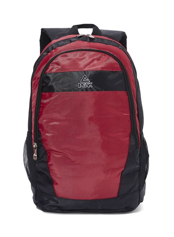 Peak EB55 Solid Design Synthetic Zip Closure Backpack Bag Unisex, Burgundy/Black