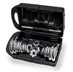 TA Sport Dumbbell Set with Carry Case, 20KG, Chrome Silver/Black