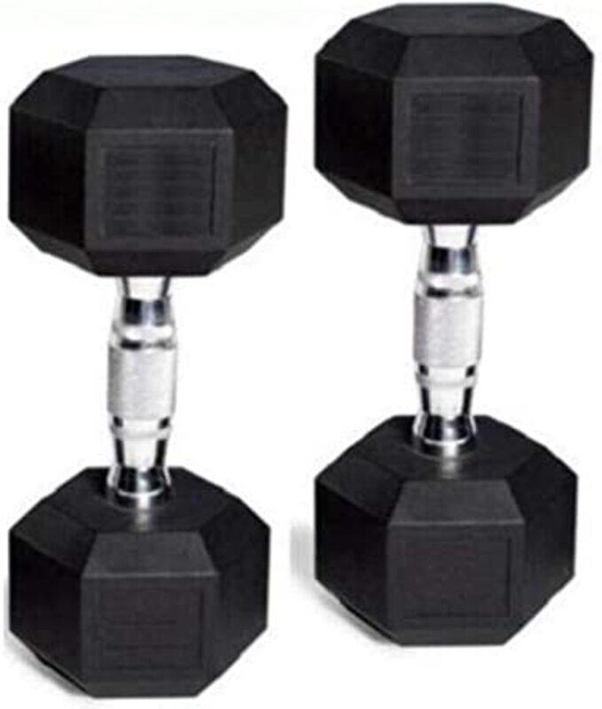 

TA Sport Hexagonal Head Dumbbells Set, 2 x 10KG, Black