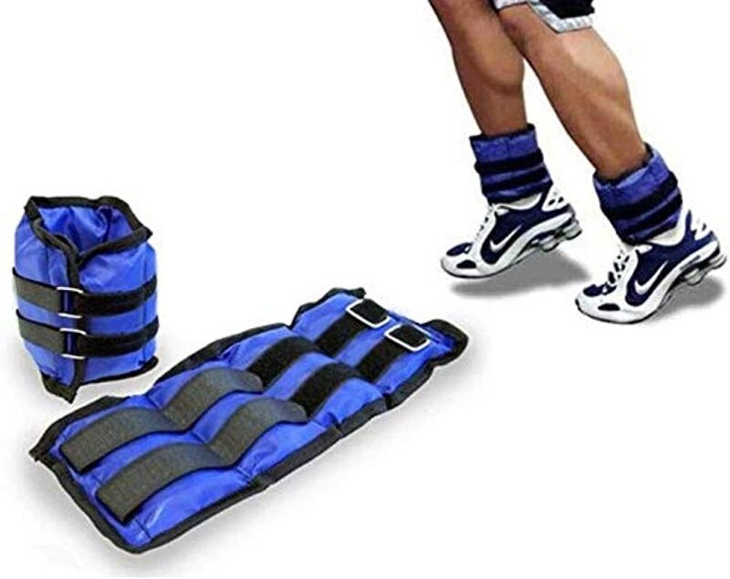 TA Sport Canvas Ankle Workout Weights, 2 x 5KG, Black/Blue