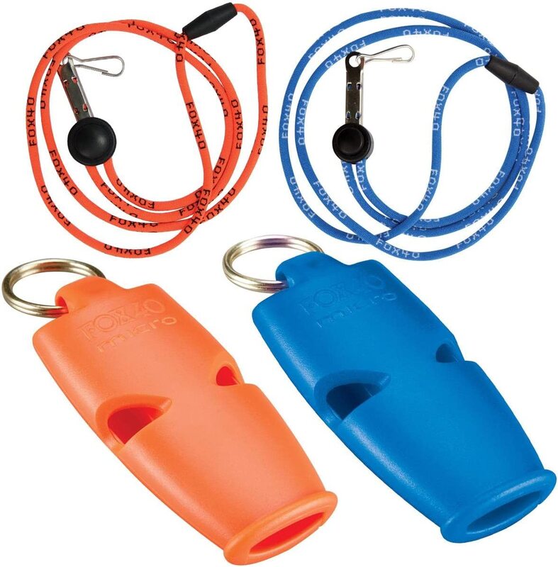 Fox 40 Micro Safety Linyard Whistle, 2 Piece, Orange/Blue