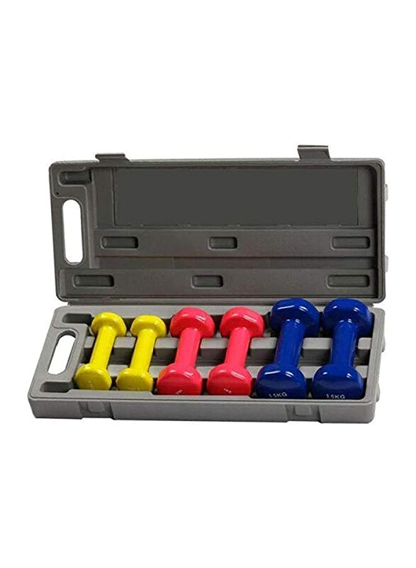 

Generic Emfil Vinyl Neoprene Dumbbell Set with Box, 6 Pieces, Multicolour