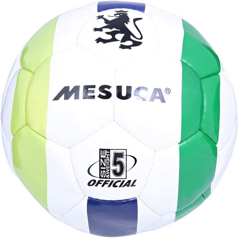 

Mesuca Size-5 PU Hand Sewn Soccer Ball, Mab50105, White/Green