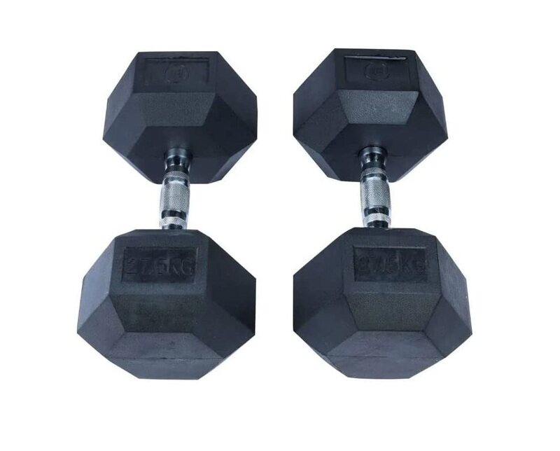 

TA Sport Hex Rubber Dumbbell, 27.5KG, Multicolour