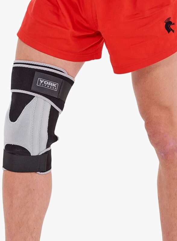 York Fitness Adjustable Stabalised Knee Support Straps, Black/Grey