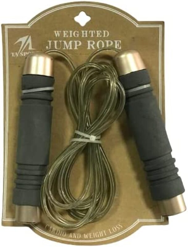 TA Sports Weighted Jump Rope with Foam Handle, Jr72703, Gold/Grey